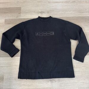 Vintage Jordan Brand Sweater Mens XXL Black Two-3 Jumpman Crewneck Ribbed Knit